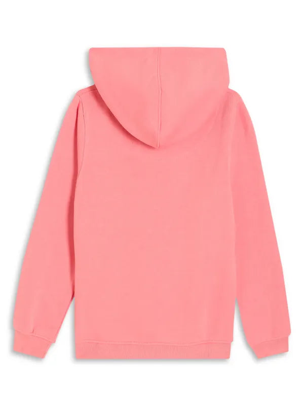 Mettle Girls Pink Printed Hooded Fleece Sweatshirt