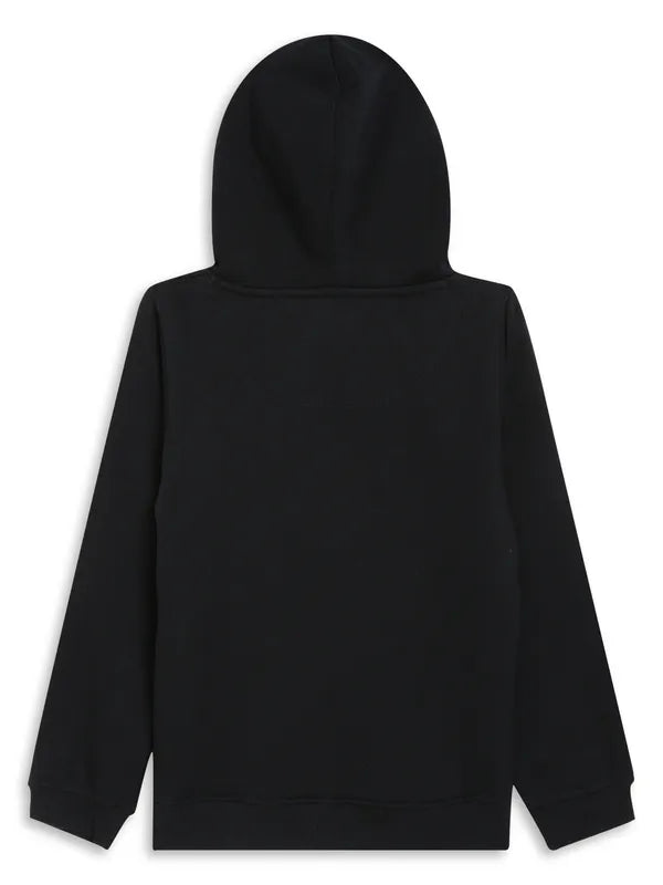 Mettle Girls Black Printed Hooded Sweatshirt