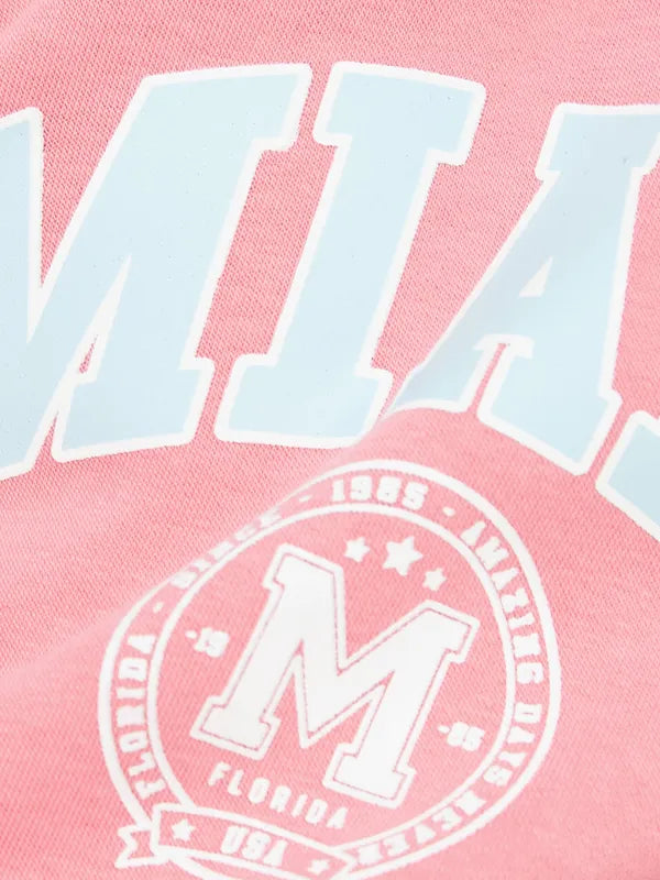 Mettle Girls Pink Printed Hooded Sweatshirt