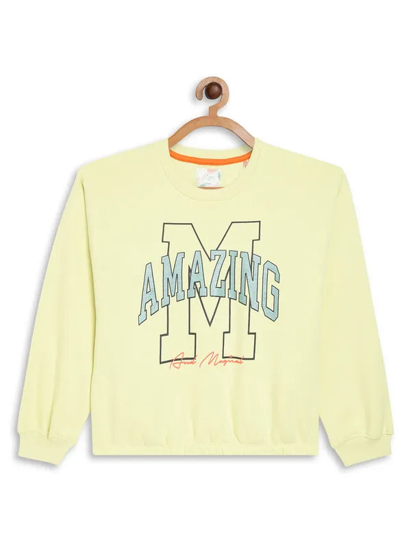 Mettle Girls Yellow Printed Sweatshirt