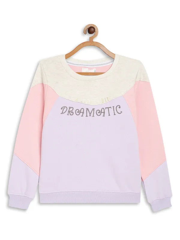 Mettle Girls Purple Colourblocked Fleece Sweatshirt