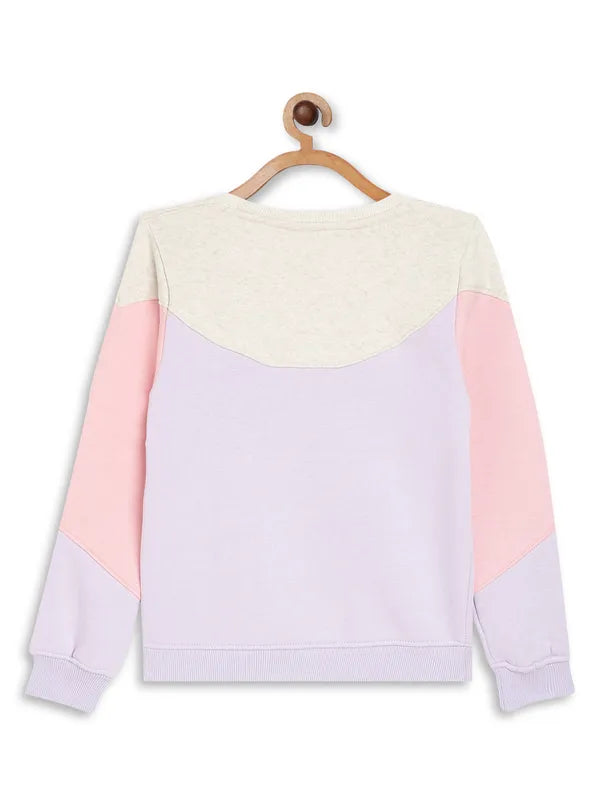 Mettle Girls Purple Colourblocked Fleece Sweatshirt