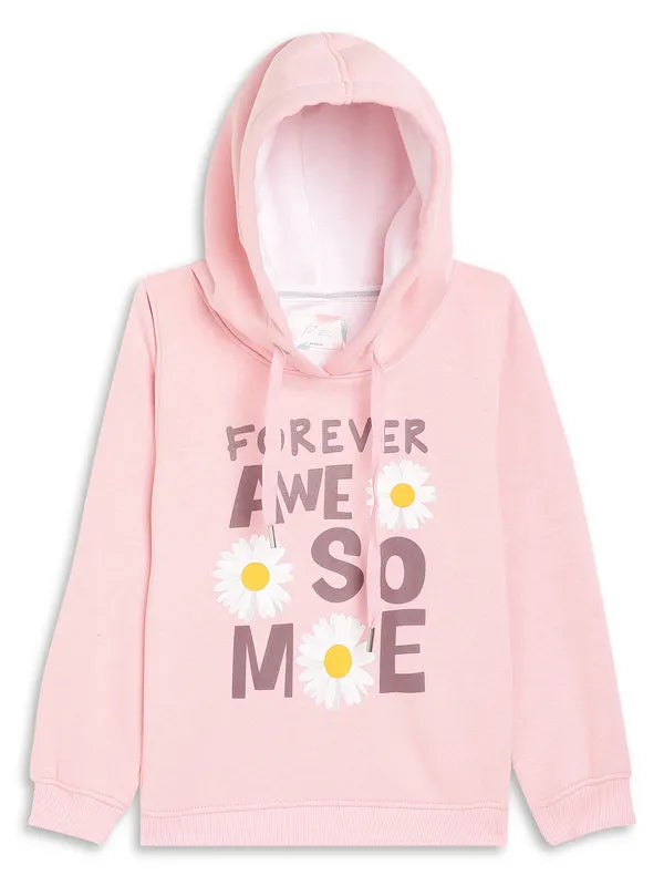 Mettle Girls Pink Printed Hooded Sweatshirt