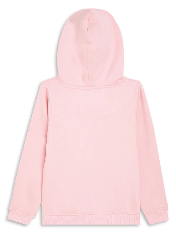 Mettle Girls Pink Printed Hooded Sweatshirt