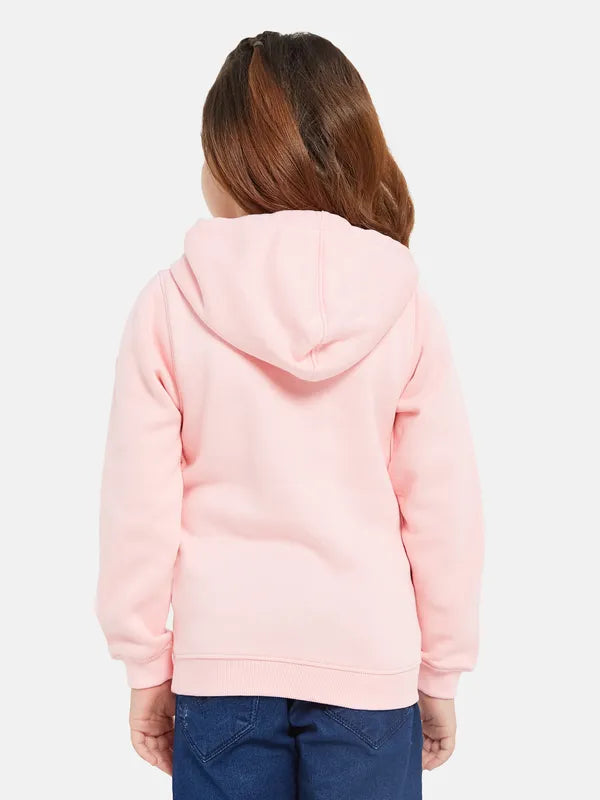 Mettle Girls Pink Printed Hooded Sweatshirt