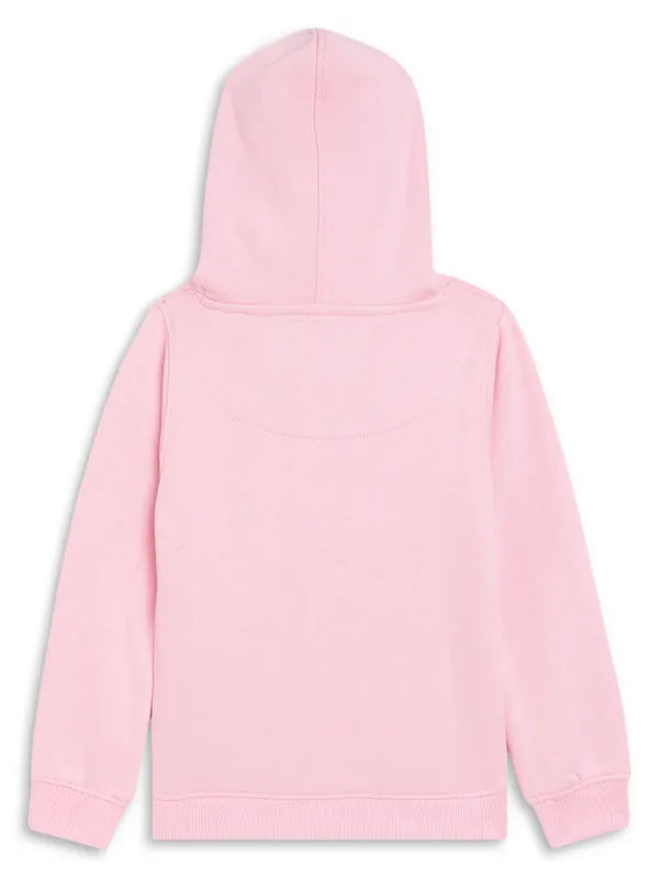 Mettle Girls Pink Printed Hooded Sweatshirt