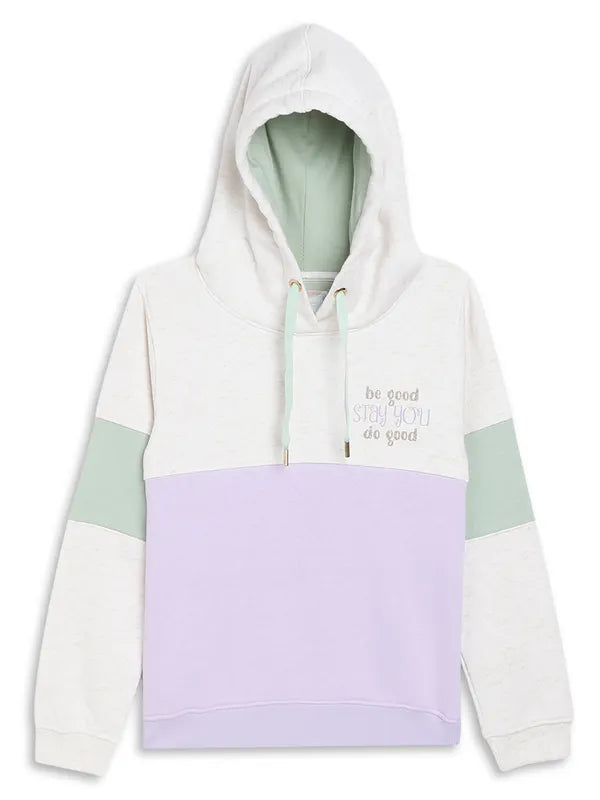 Mettle Girls Purple Colourblocked Hooded Sweatshirt