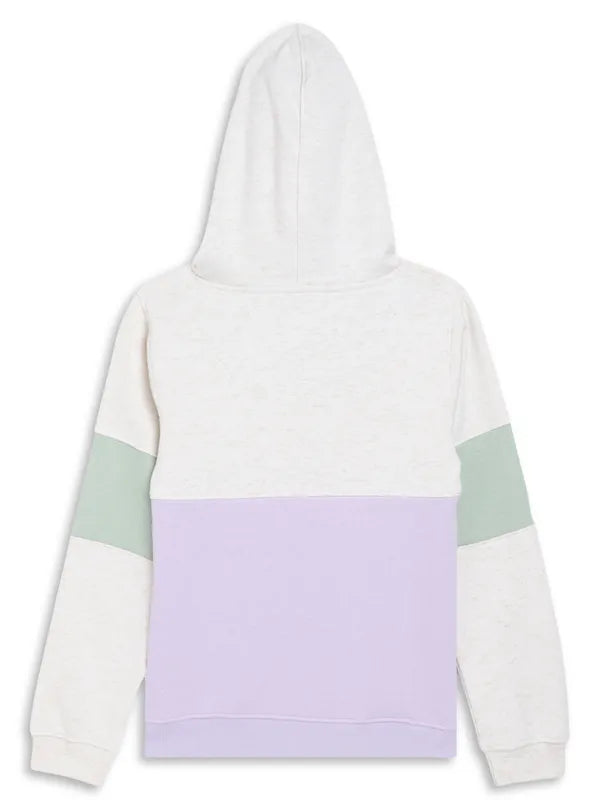 Mettle Girls Purple Colourblocked Hooded Sweatshirt