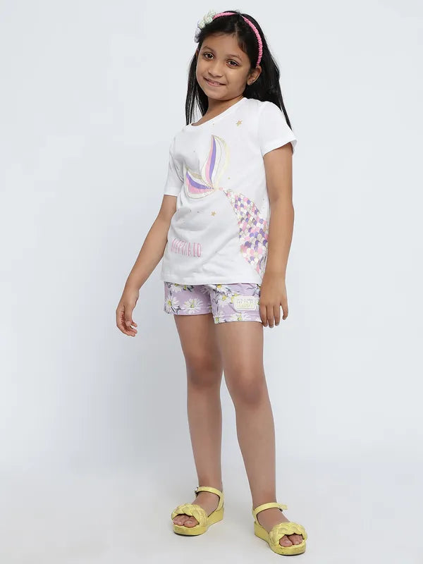 Mettle Girls Floral Printed Cotton Shorts