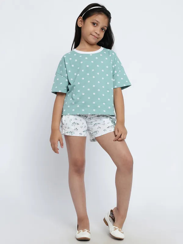 Mettle Girls Floral Printed Cotton Shorts