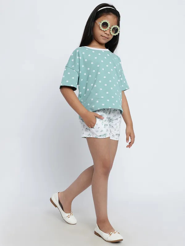 Mettle Girls Floral Printed Cotton Shorts