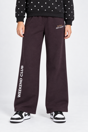 Junior Girls Regular Fit Cotton Brushed Fleece Printed Lower – Wine