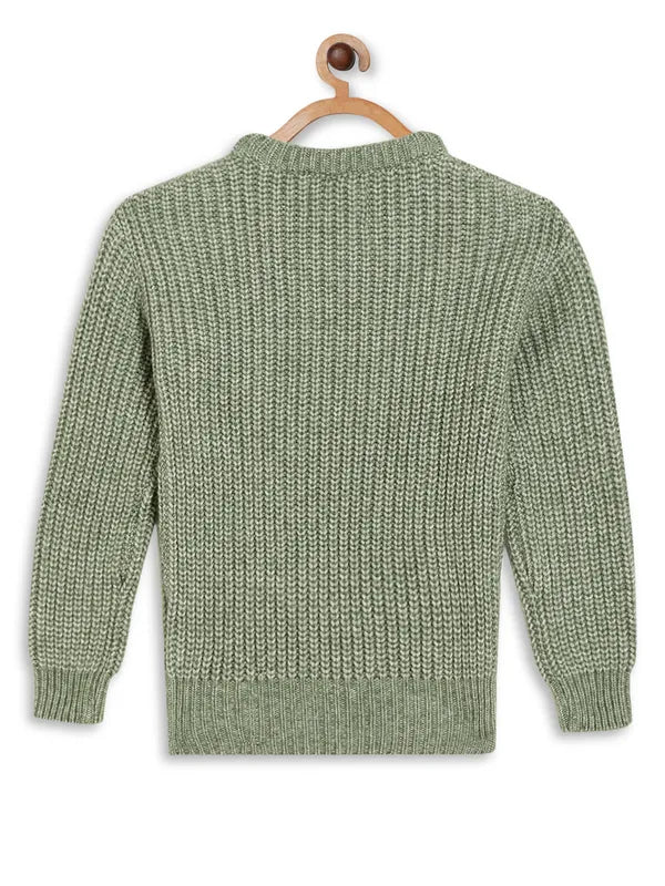 Mettle Girls Olive Green Ribbed Acrylic Pullover