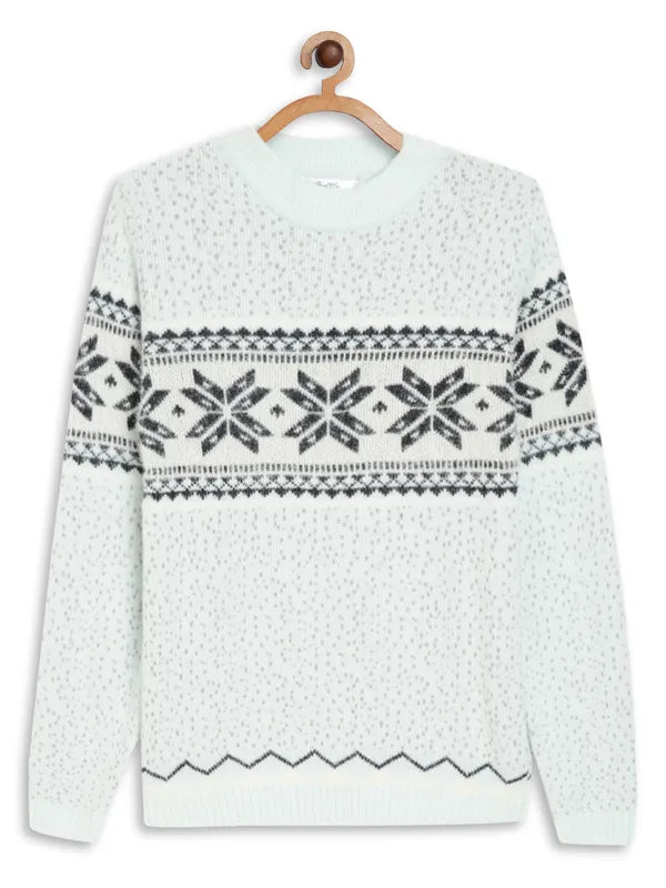 Mettle Girls Sea Green  Black Ethnic Pullover