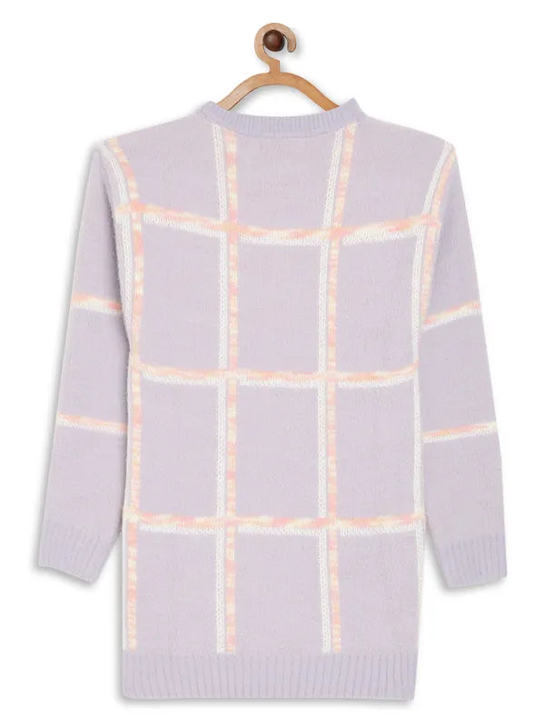 Mettle Girls Lavender  White Checked Pullover