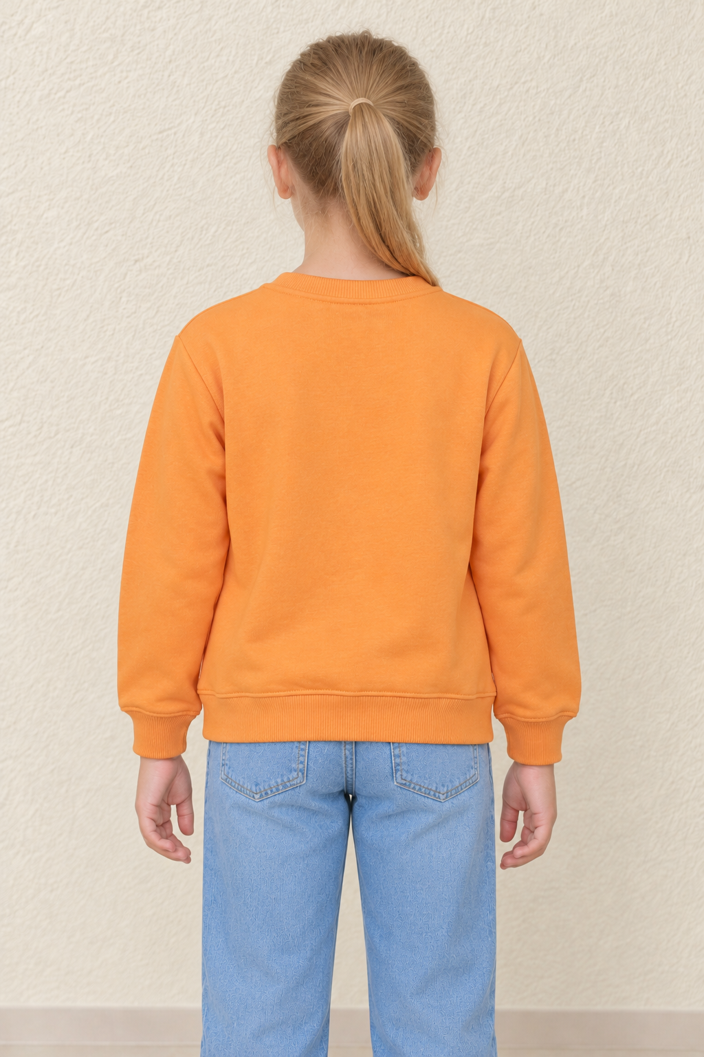 Girls Orange Paris Graphic Sweatshirt | Knitted Brushed Cotton Fleece Crew Neck