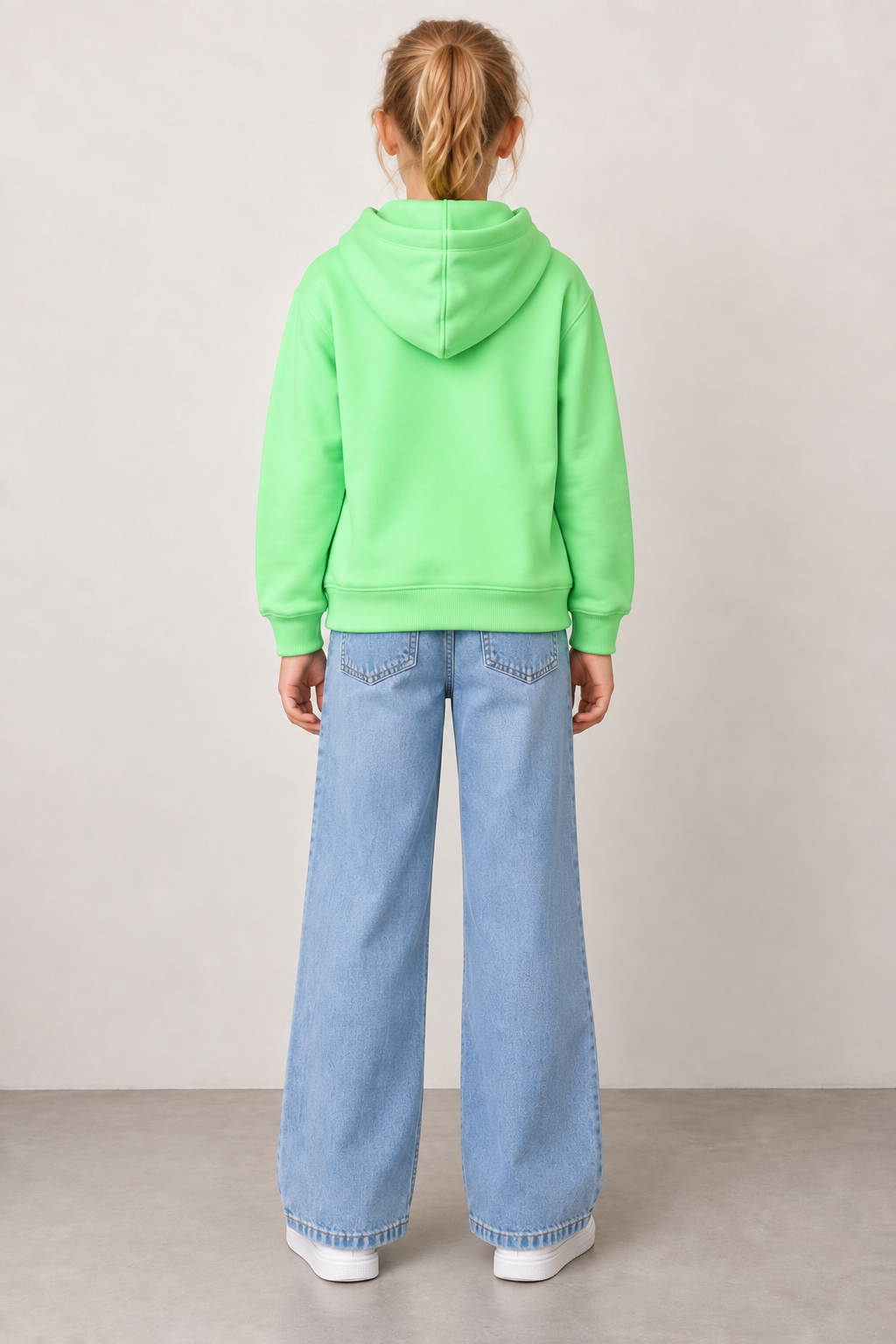 Junior Girls Neon Mint Brushed Cotton Fleece Graphic Hooded Sweatshirt – Regular Fit