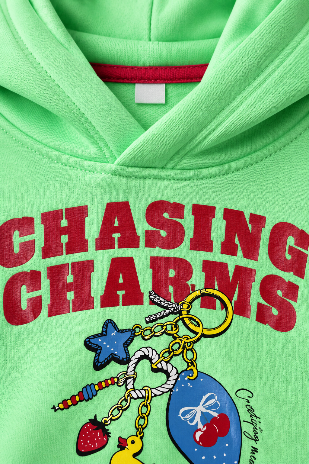 Junior Girls Neon Mint Brushed Cotton Fleece Graphic Hooded Sweatshirt – Regular Fit