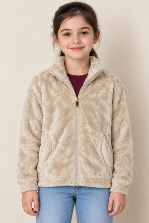 Girls Arona Coral Fur Full-Zip Sweatshirt with Stand Collar