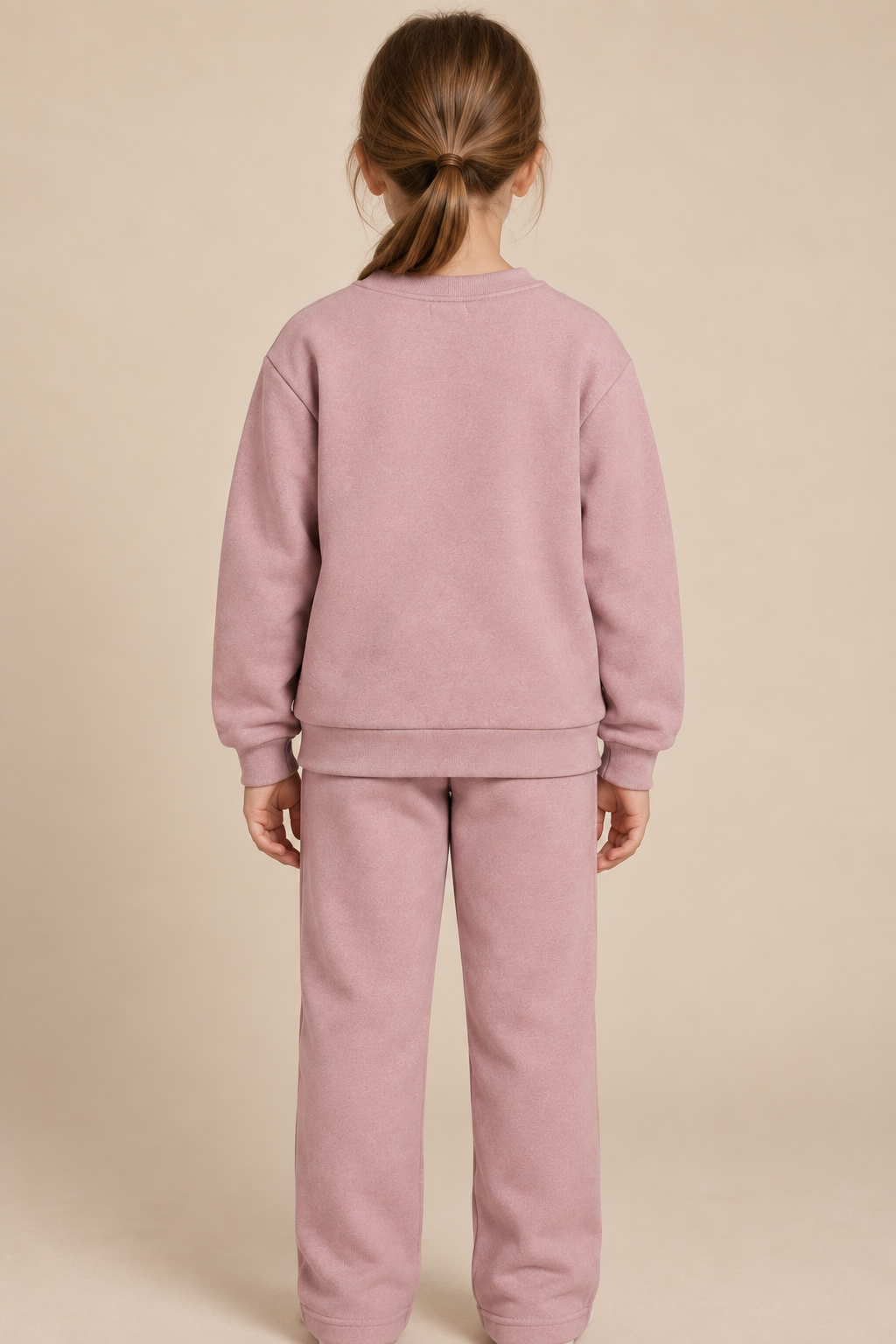 Junior Girls’ Suede Pink Embroidered Tracksuit | Regular Fit