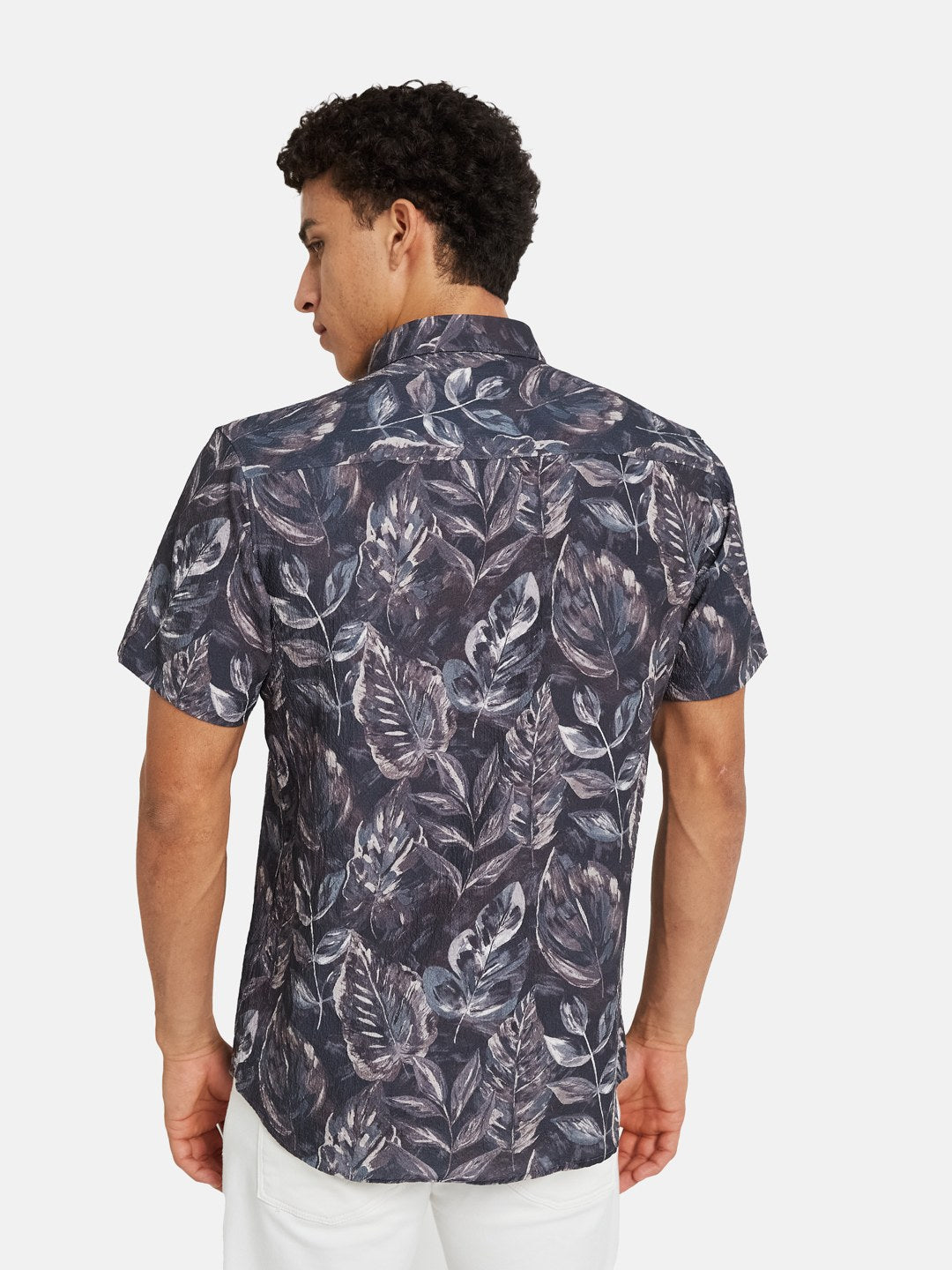 METTLE Men Floral Printed Spread Collar Cotton Casual Shirt