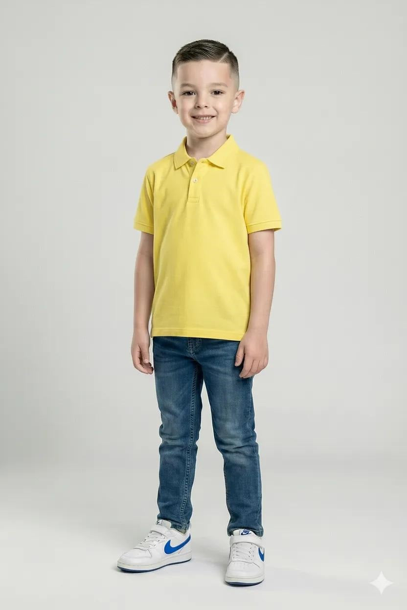 Boys Solid Polo Collar T-shirt