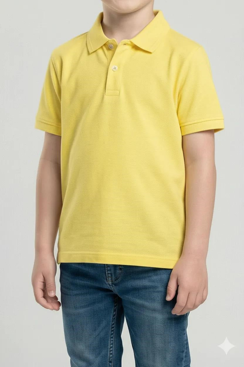 Boys Solid Polo Collar T-shirt