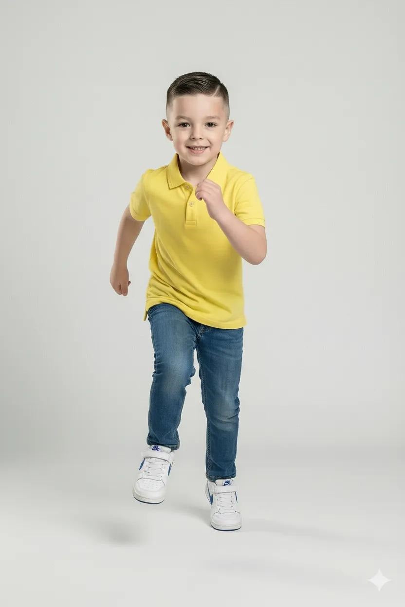Boys Solid Polo Collar T-shirt