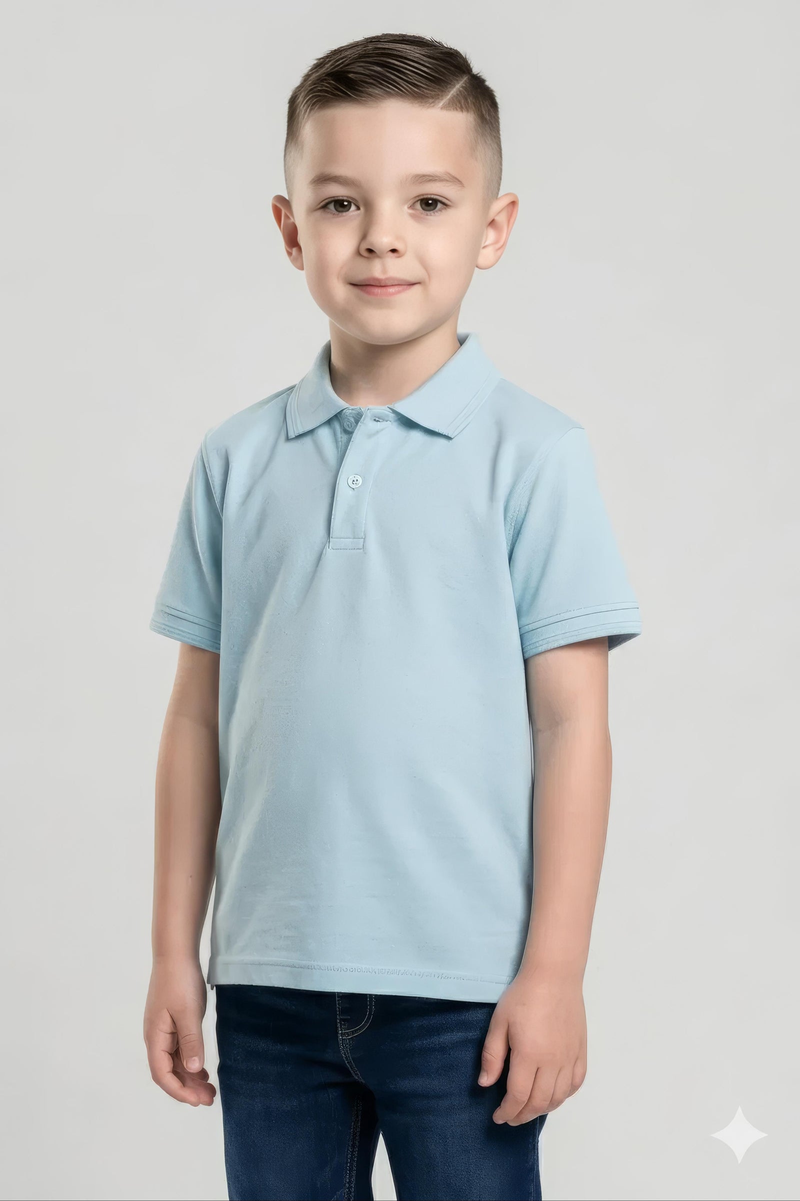 Boy Delicate Blue Solid Polo Neck T-Shirt