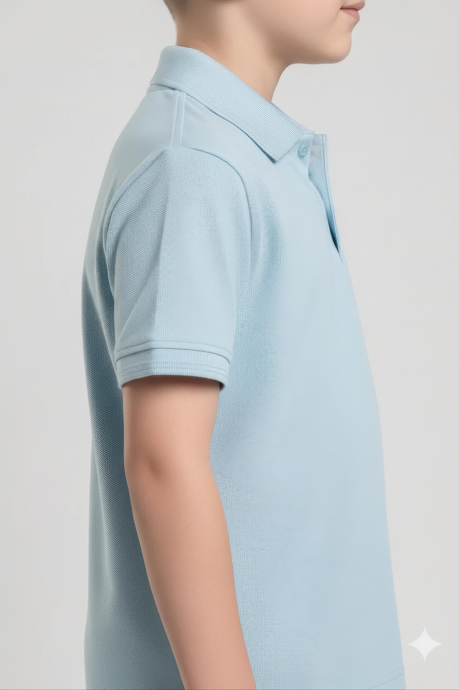 Boy Delicate Blue Solid Polo Neck T-Shirt