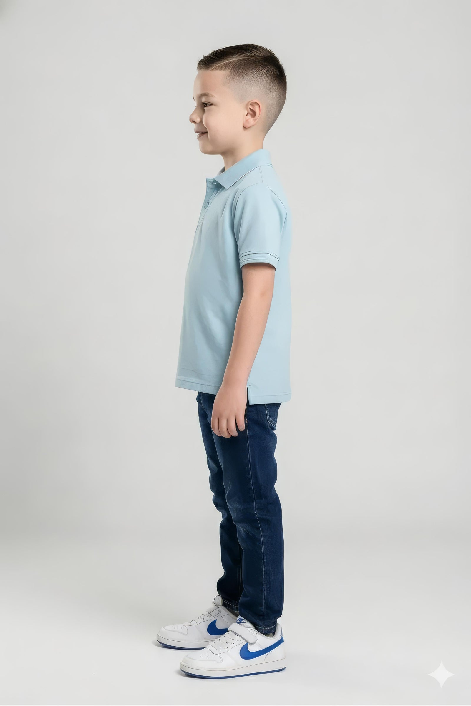Boy Delicate Blue Solid Polo Neck T-Shirt