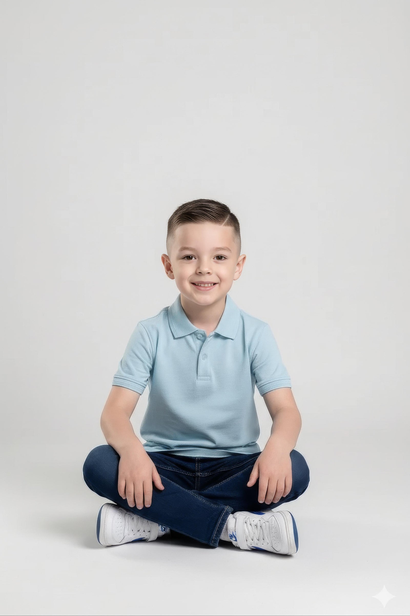 Boy Delicate Blue Solid Polo Neck T-Shirt