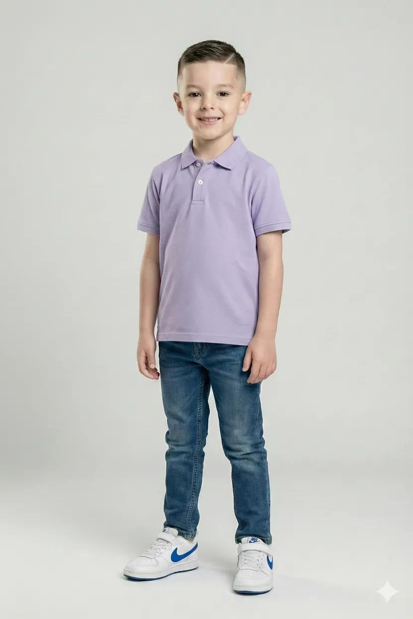 Boys Iris Solid Polo Collar T-shirt