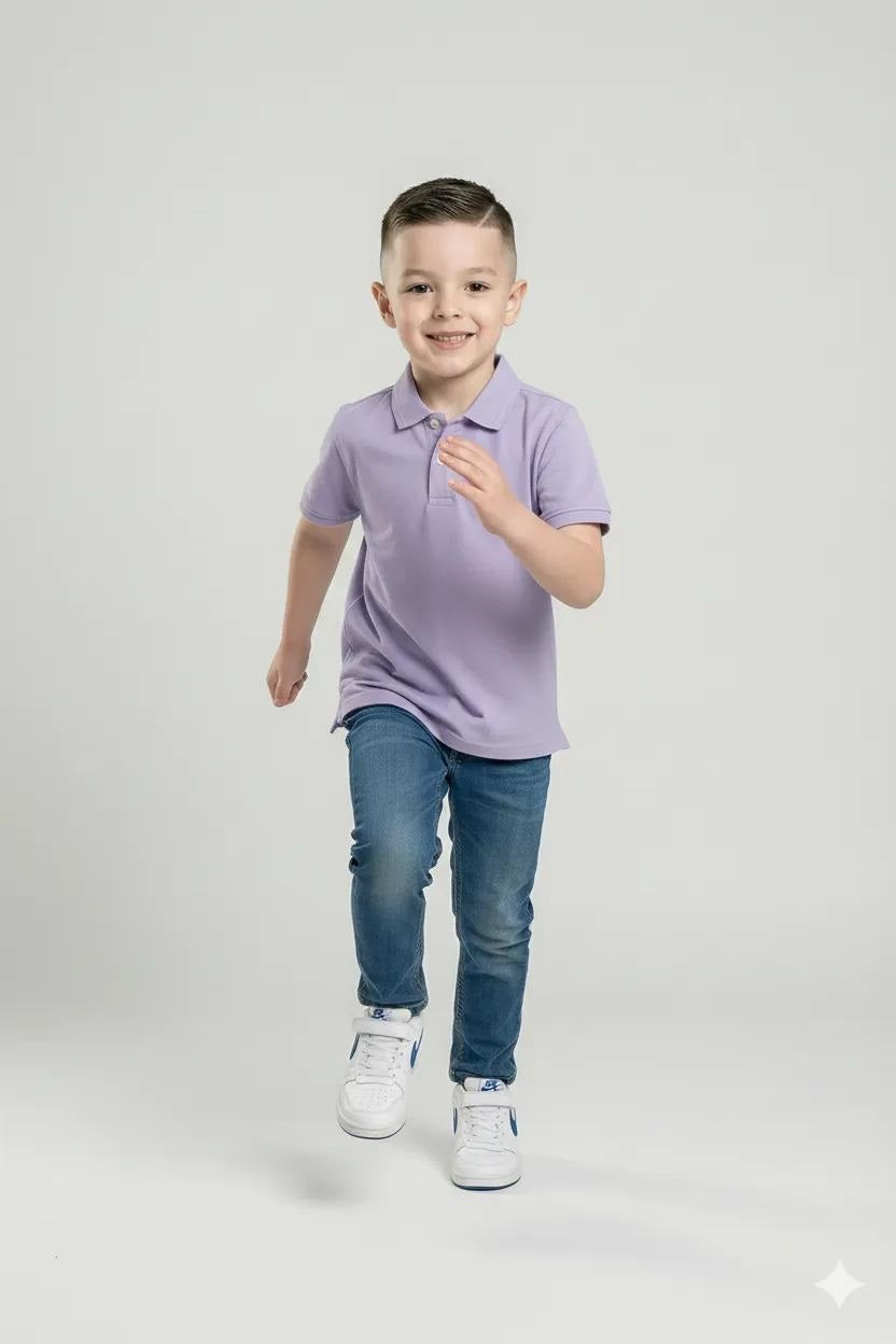 Boys Iris Solid Polo Collar T-shirt