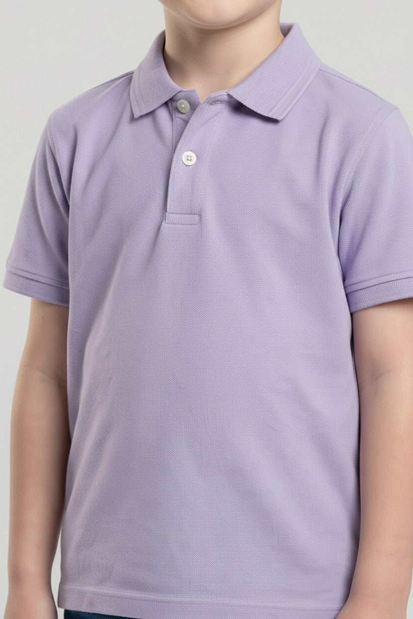 Boys Iris Solid Polo Collar T-shirt