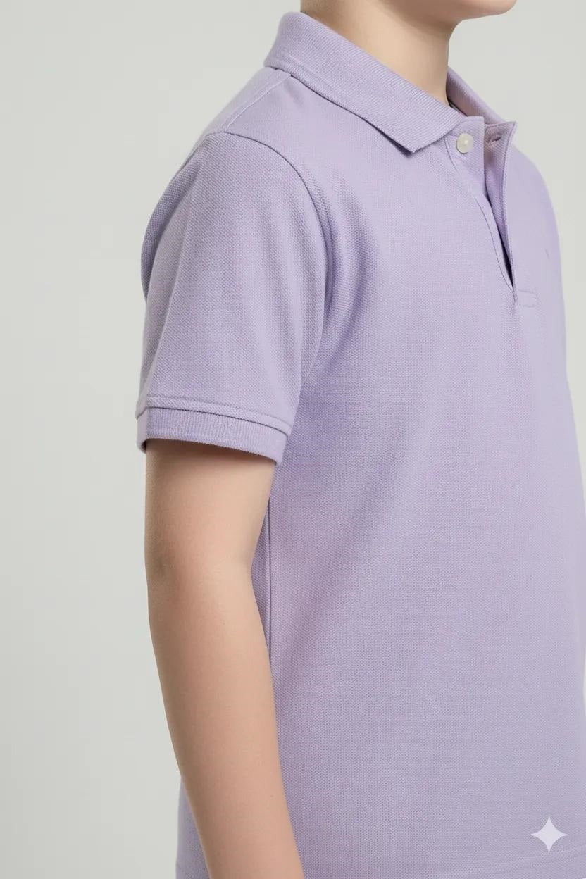 Boys Iris Solid Polo Collar T-shirt