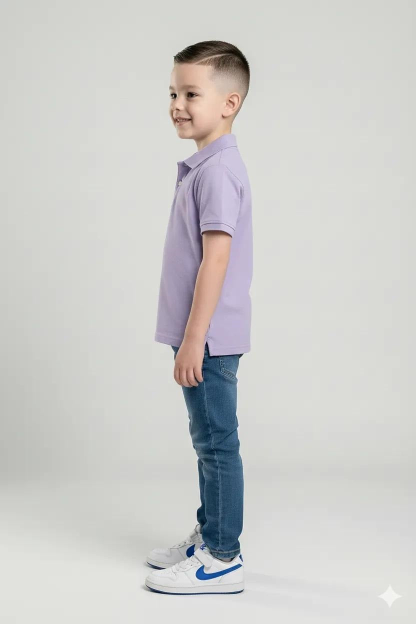 Boys Iris Solid Polo Collar T-shirt