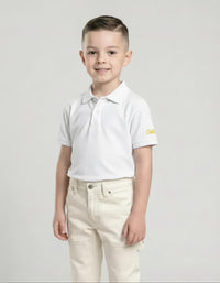 Boy Off White Solid Polo Neck T-Shirt