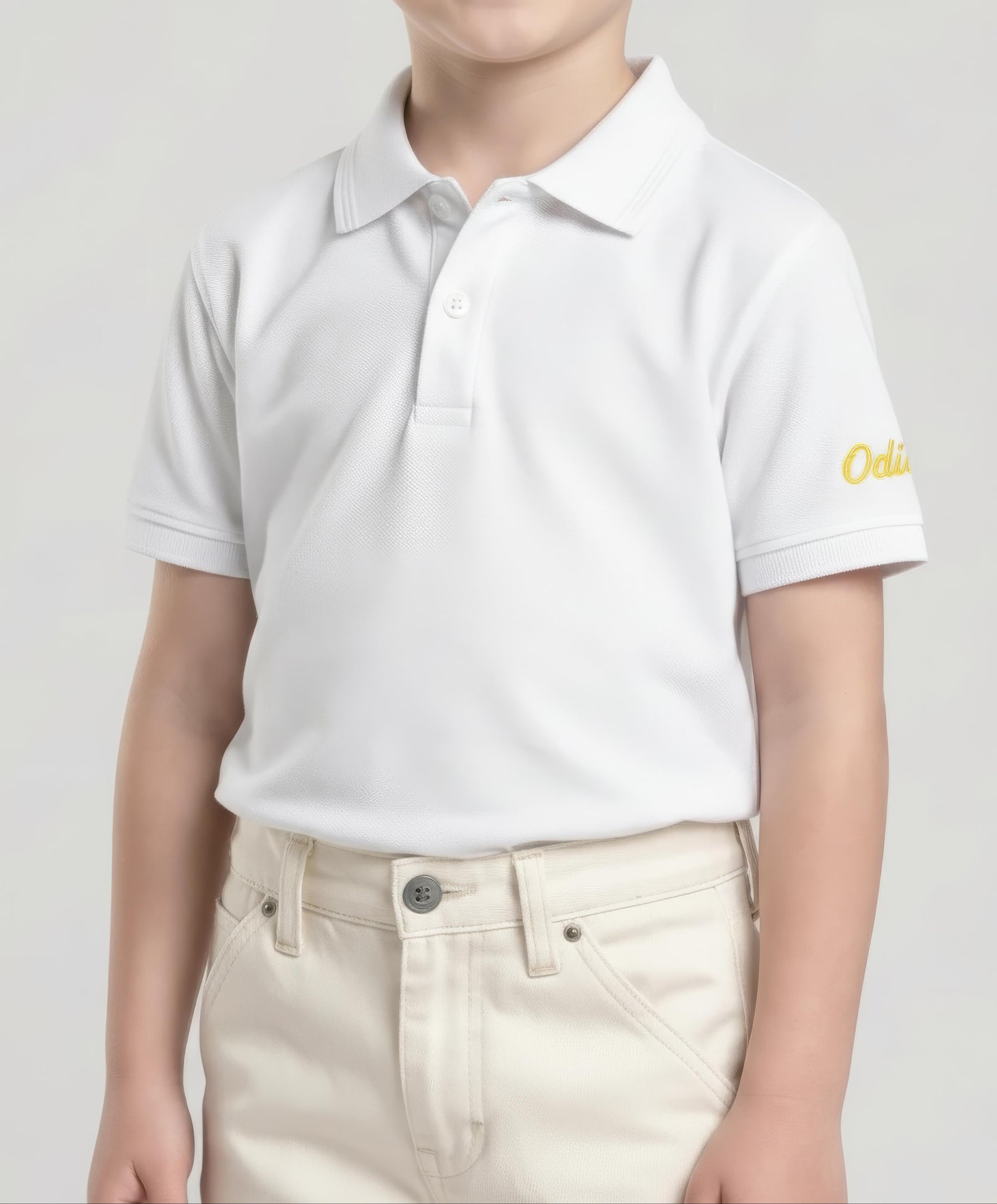 Boy Off White Solid Polo Neck T-Shirt