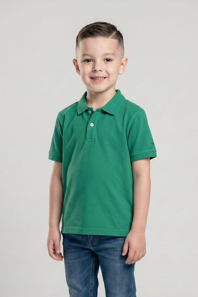 Boys Pepper Green Polo Collar T-shirt