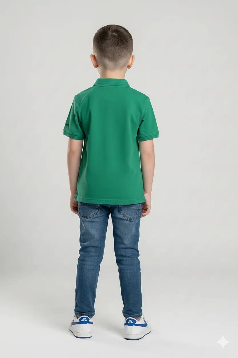 Boys Pepper Green Polo Collar T-shirt