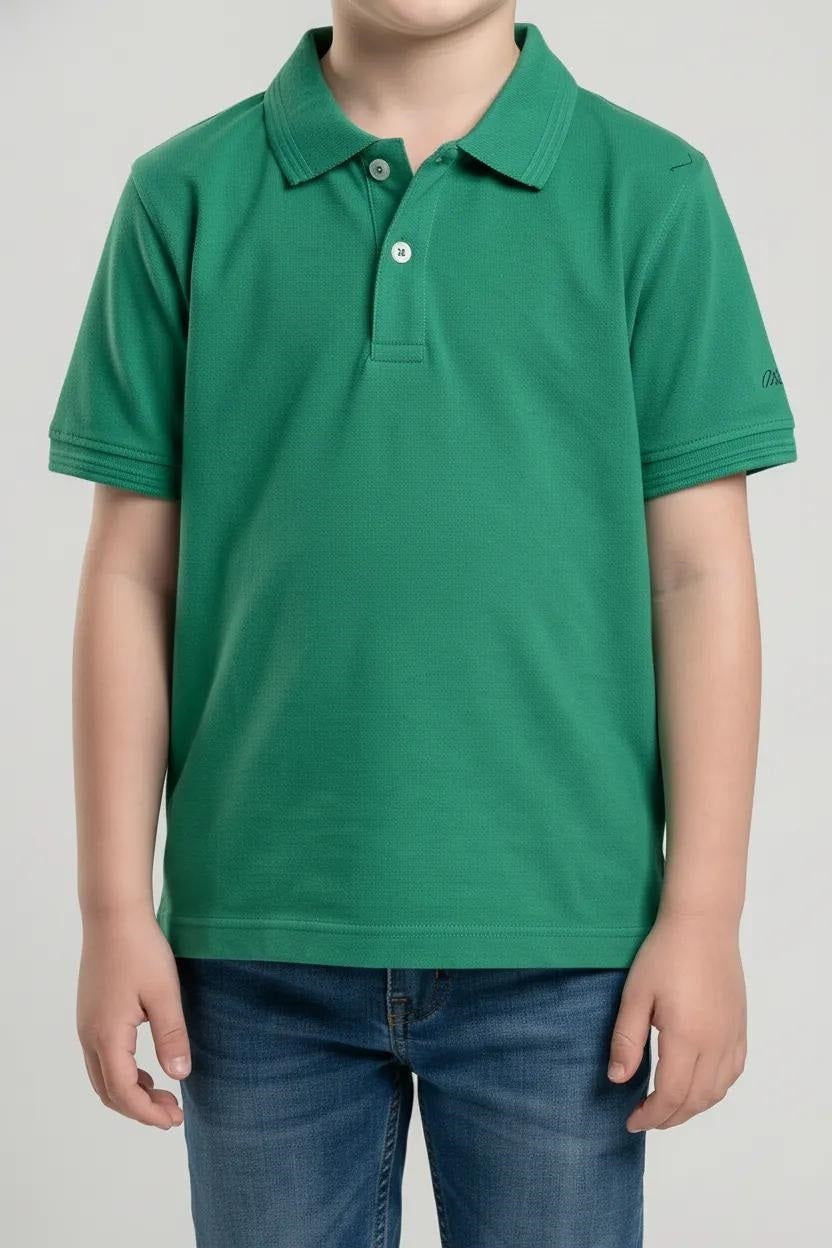 Boys Pepper Green Polo Collar T-shirt