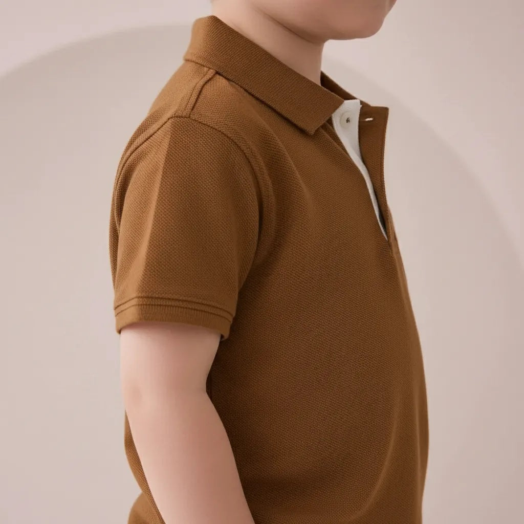 Boy Wheat Solid Polo Neck T-Shirt