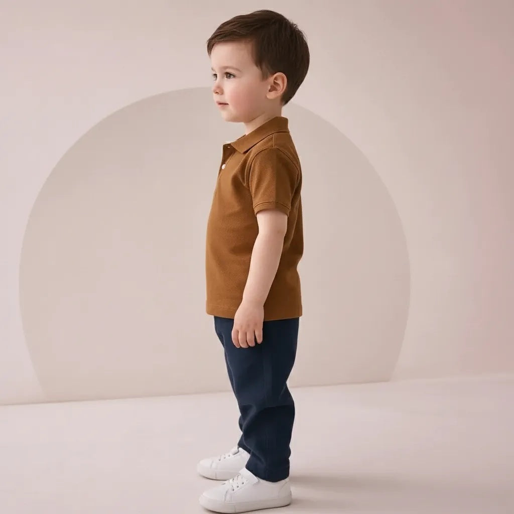 Boy Wheat Solid Polo Neck T-Shirt