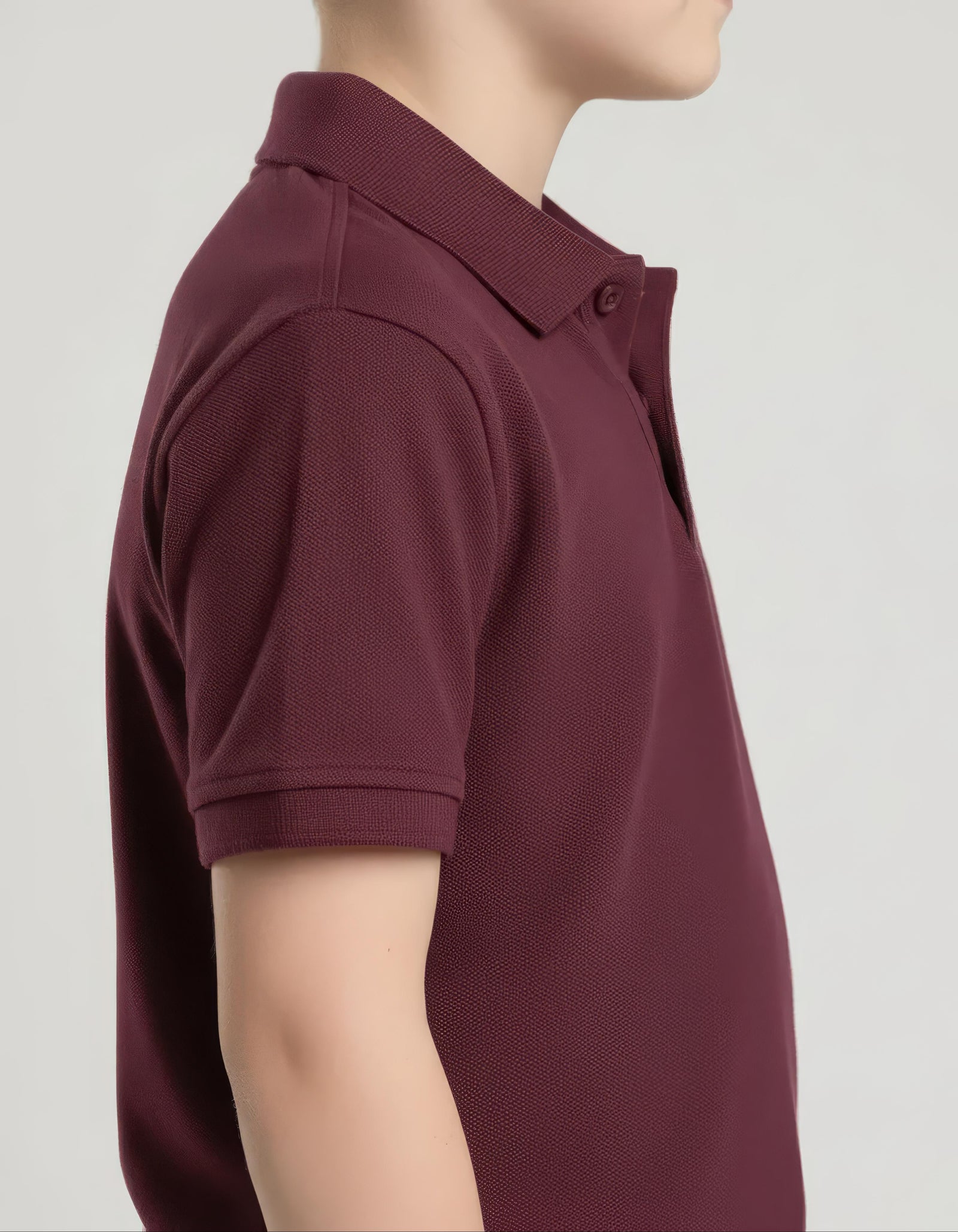 Boy Wine Solid Polo Neck T-Shirt