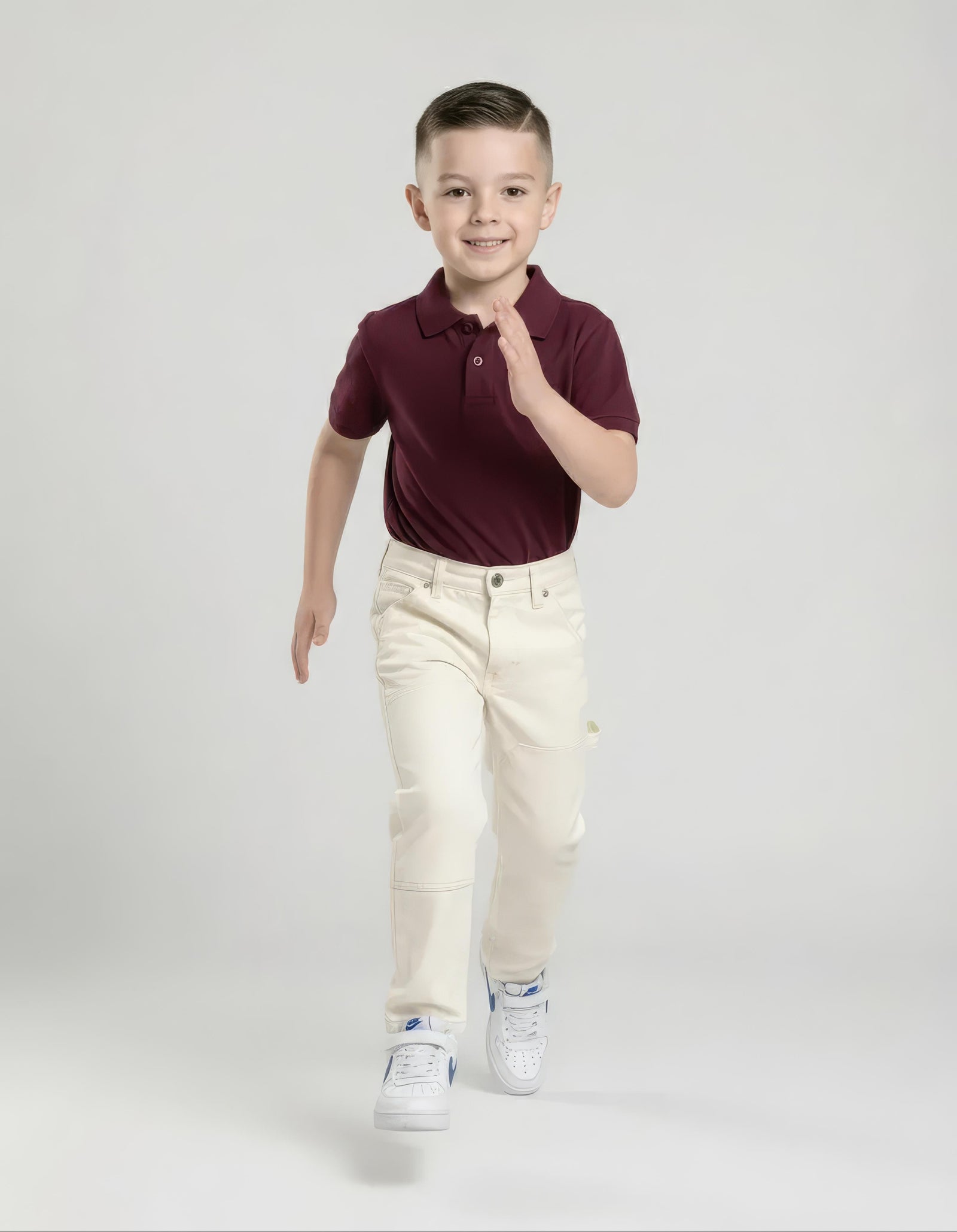 Boy Wine Solid Polo Neck T-Shirt