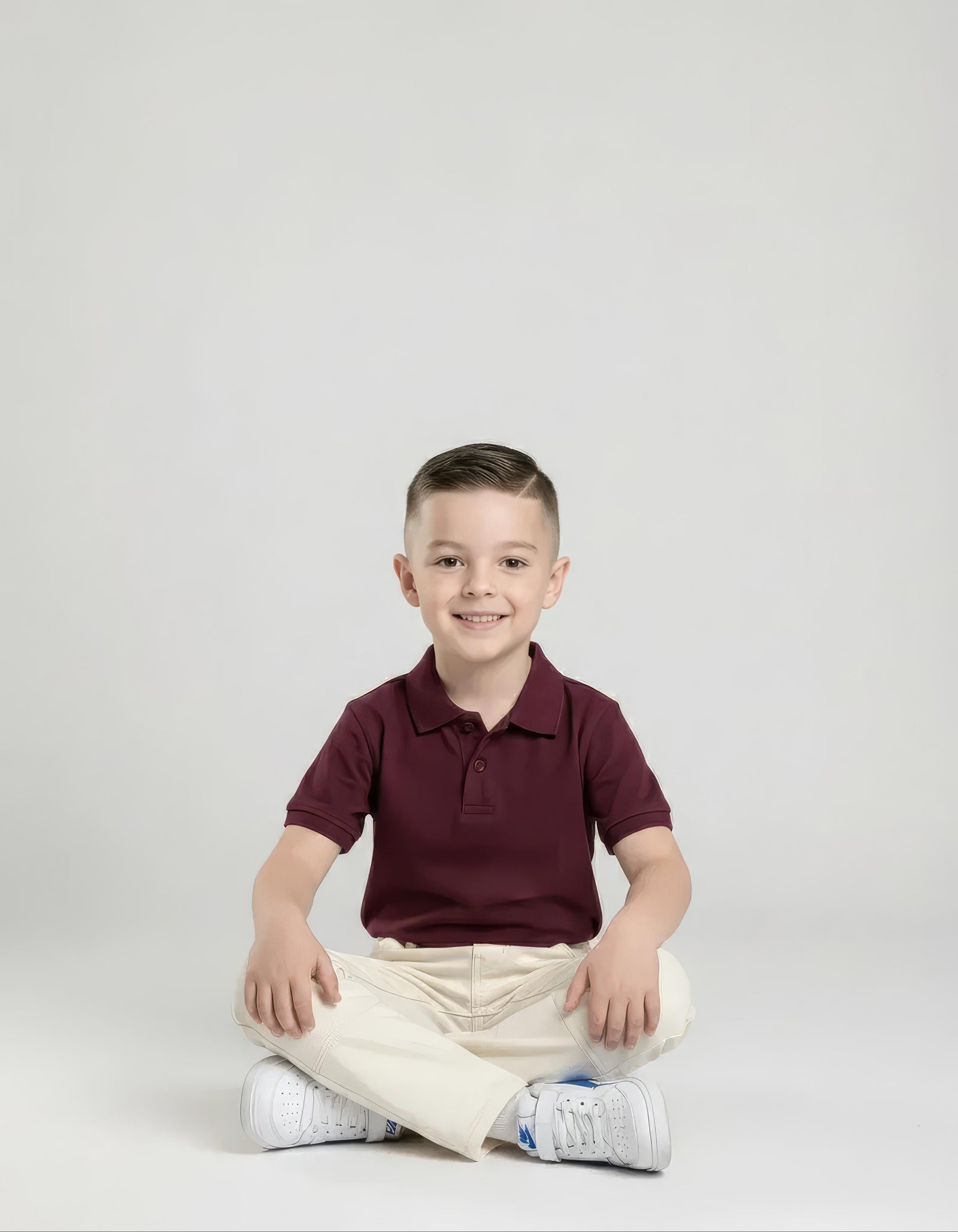 Boy Wine Solid Polo Neck T-Shirt