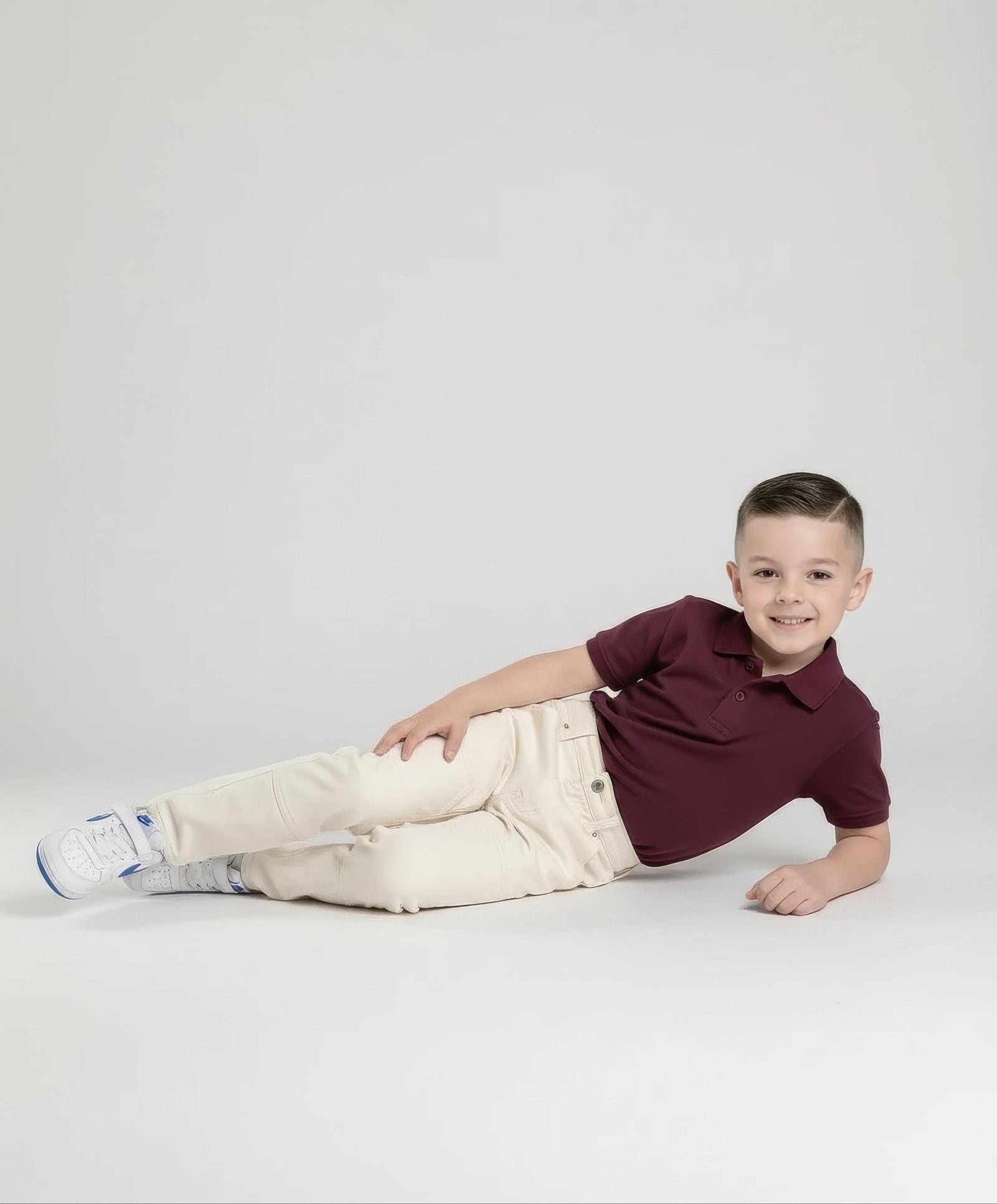 Boy Wine Solid Polo Neck T-Shirt