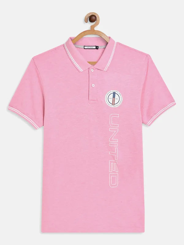 Octave Boys Pink Polo Collar Applique T-Shirt