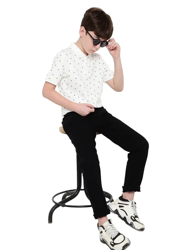 Octave Boys Conversational Printed Polo Collar T-Shirt